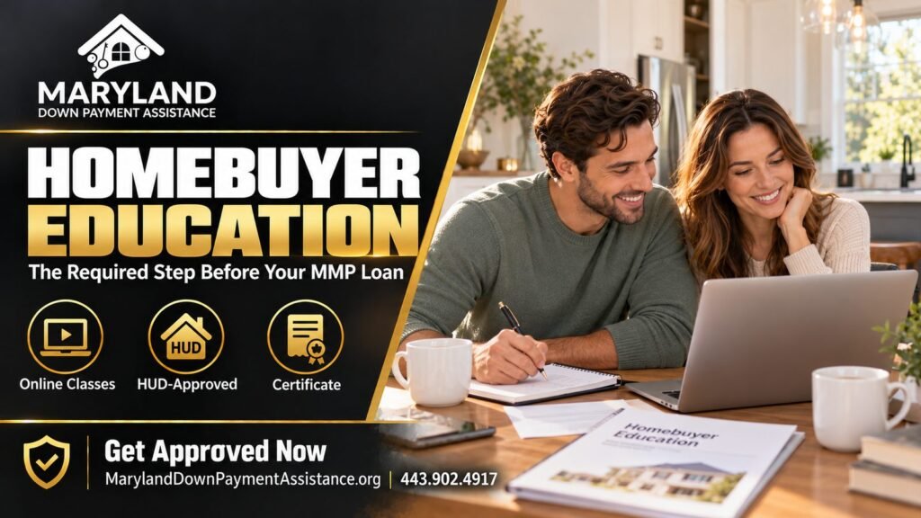 Maryland homebuyer education course β couple taking online homebuyer class at kitchen table