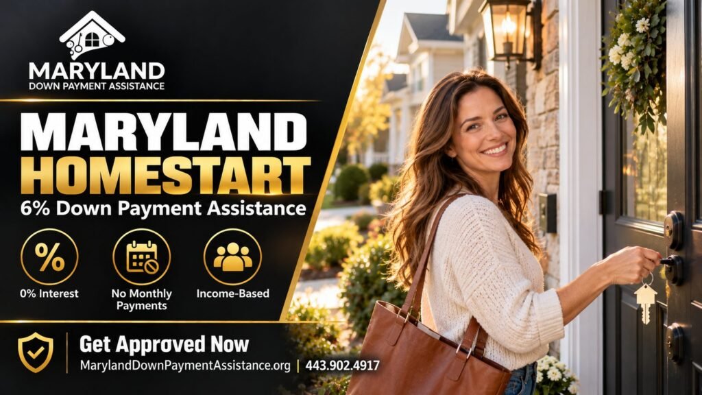 Maryland HomeStart β new homeowner unlocking the front door of her home